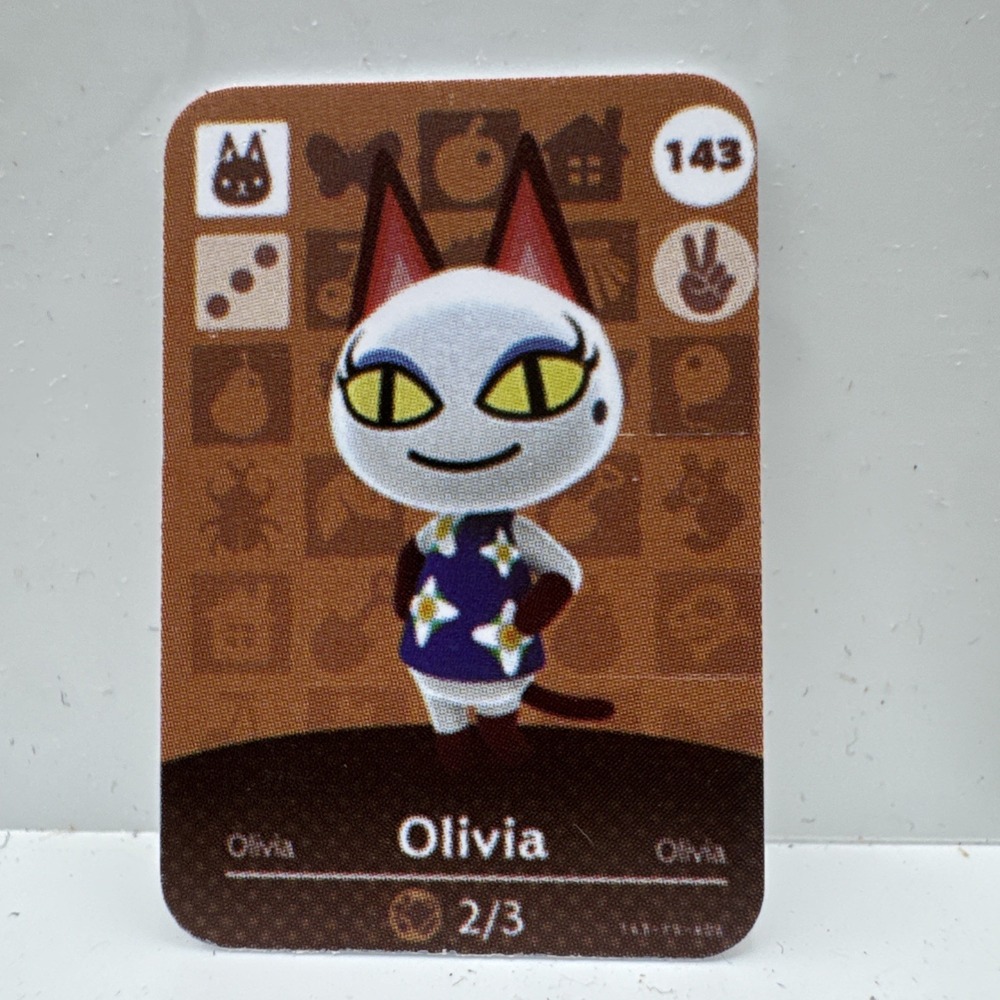 OLIVIA #143 Animal Crossing Amiibo Authentic Nintendo Mint Card From Series 2